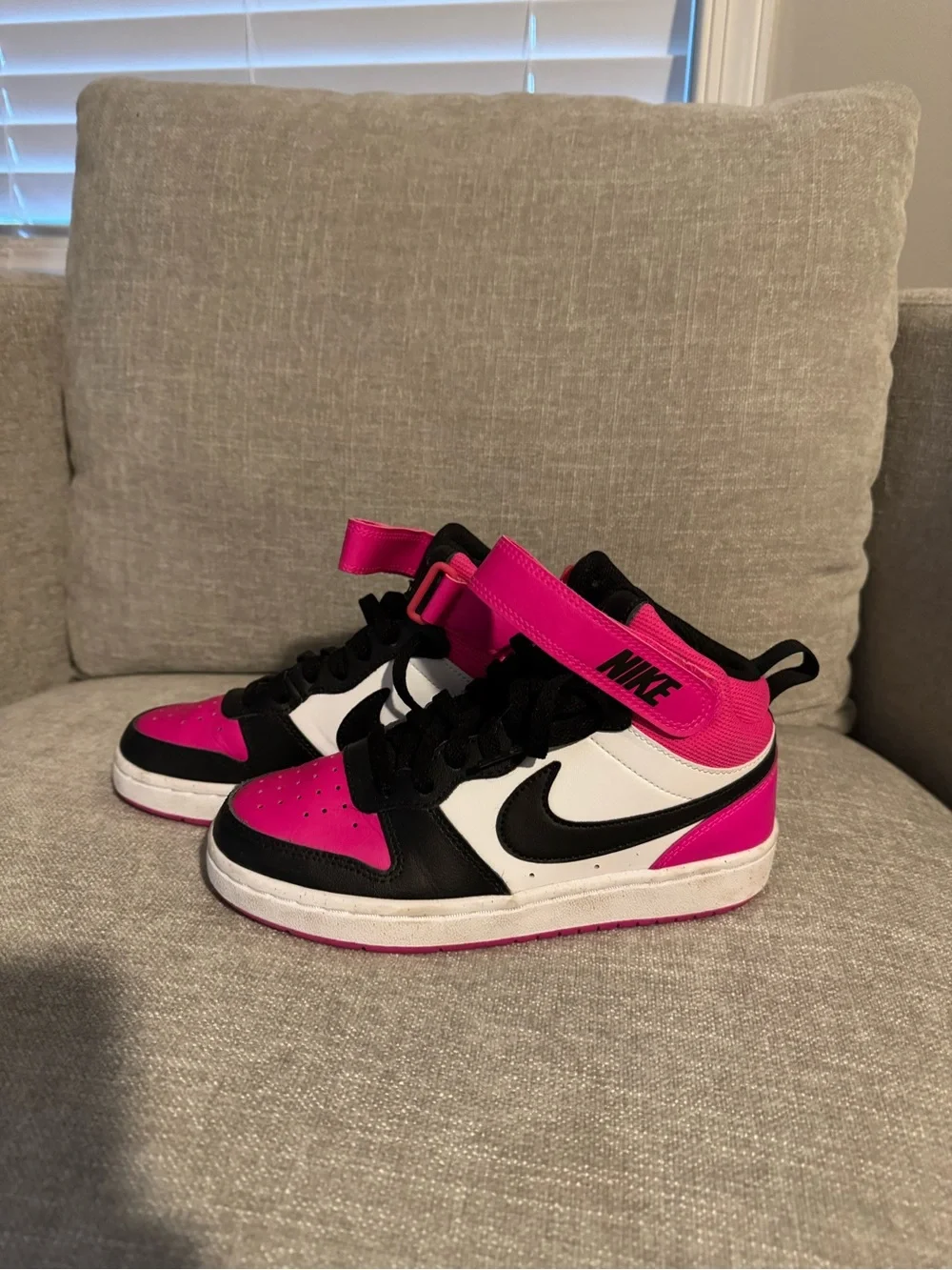 Nike Pink Black White High-Top Kids Sneakers
